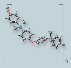 Poly[oxy-1,4-fenylen-sulfonyl-1,4-fenylen-oxy- (4,4'-isopropylidendifenylen)] Strukturformel